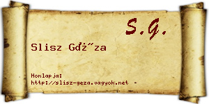 Slisz Géza névjegykártya